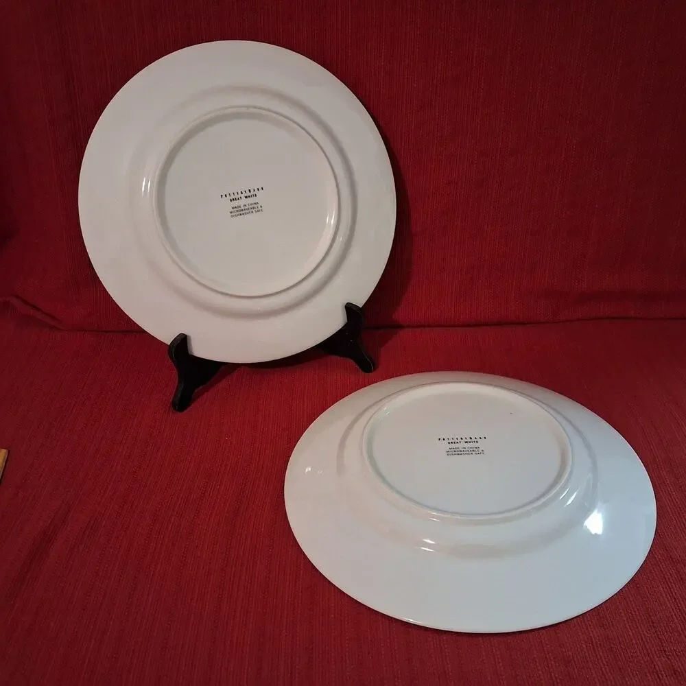 Pottery Barn Great White Porcelain 12” Rimmed Dinner Chop Plates (Lot of 2)
